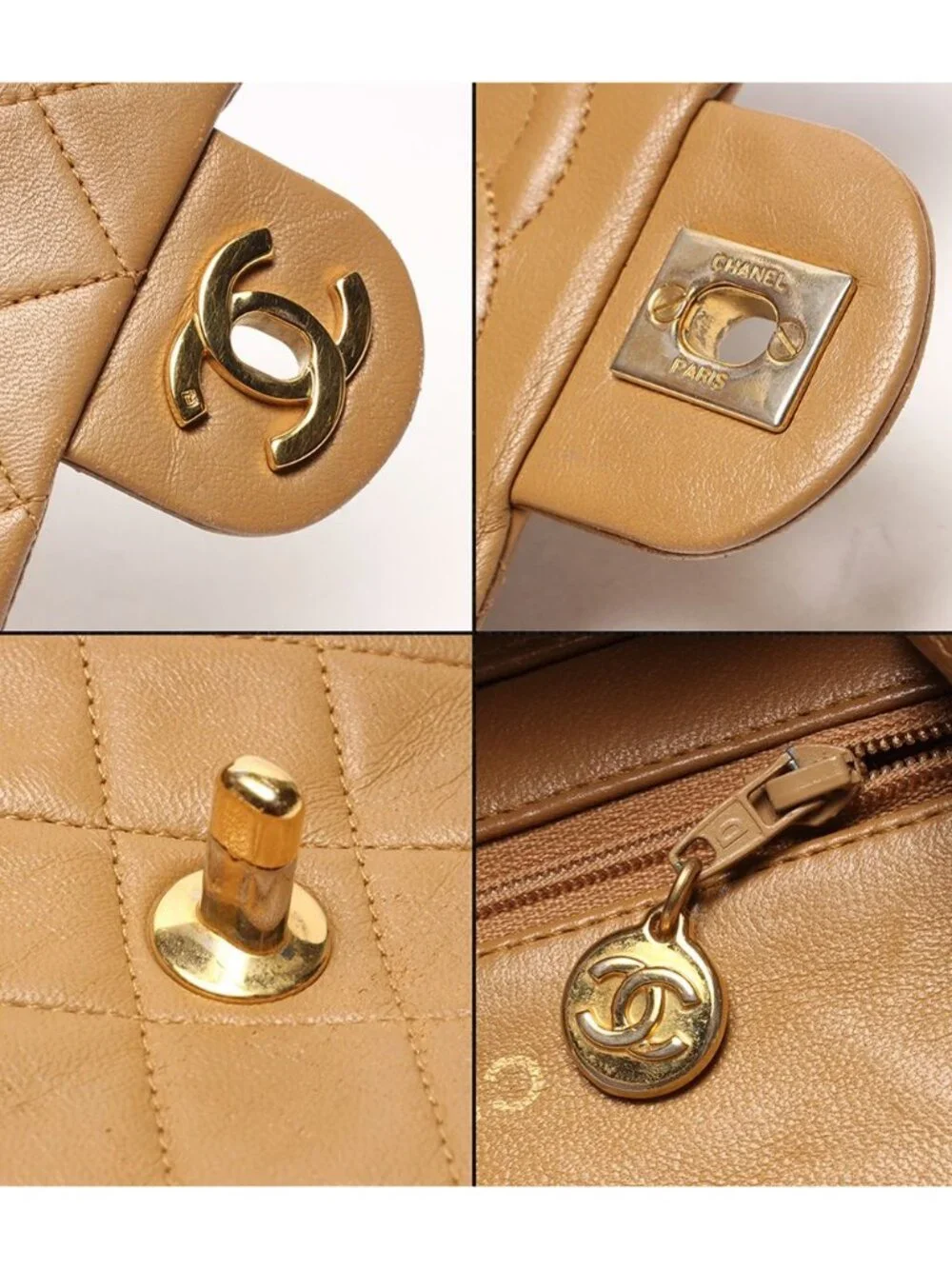 Chanel Chain Shoulder Bag Crossbody Gold Lambskin Quilted